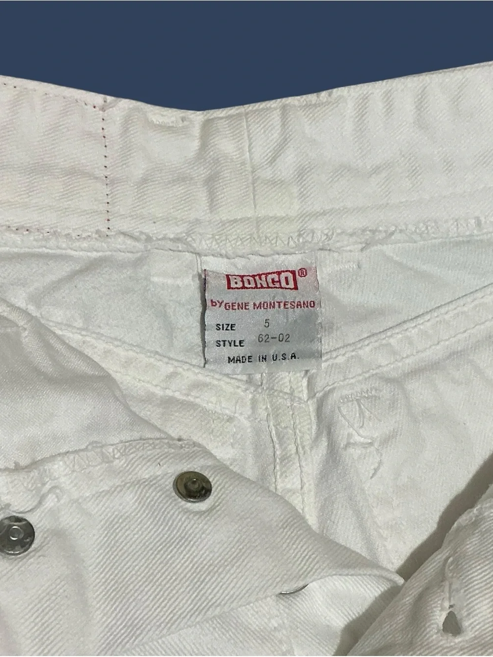 Vintage Bongo Gene Montesano USA White Denim Button Fly Shorts High Rise - Picture 5 of 6
